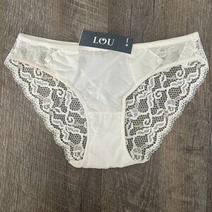 Lou Belle De Lou Sheer Lace Brief in White Size Small NWT